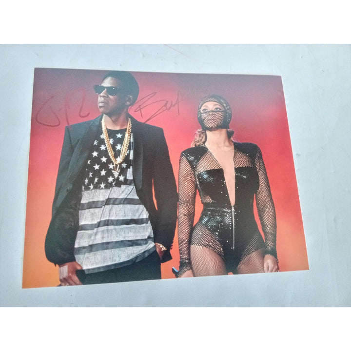 Jay-Z Shawn Carver and Beyonce Knowles 8 x 10 signed photo with proof