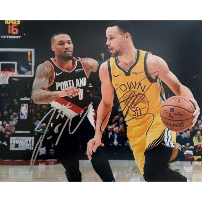 Damian Lillard and Stephen Curry 8 x 10 signed photo with proof