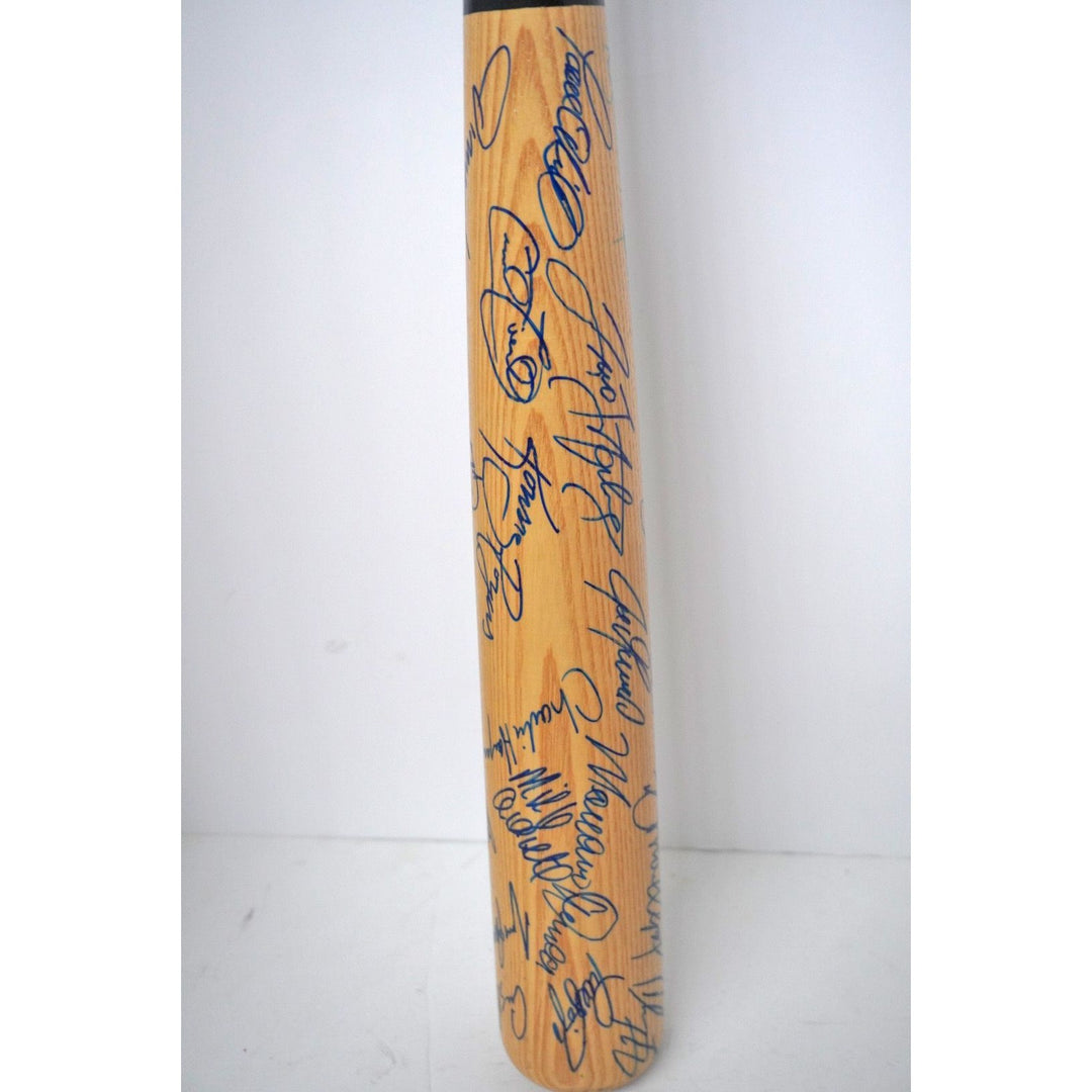 New York Yankees World Champions team signed bat signed with proof - Awesome Artifacts 