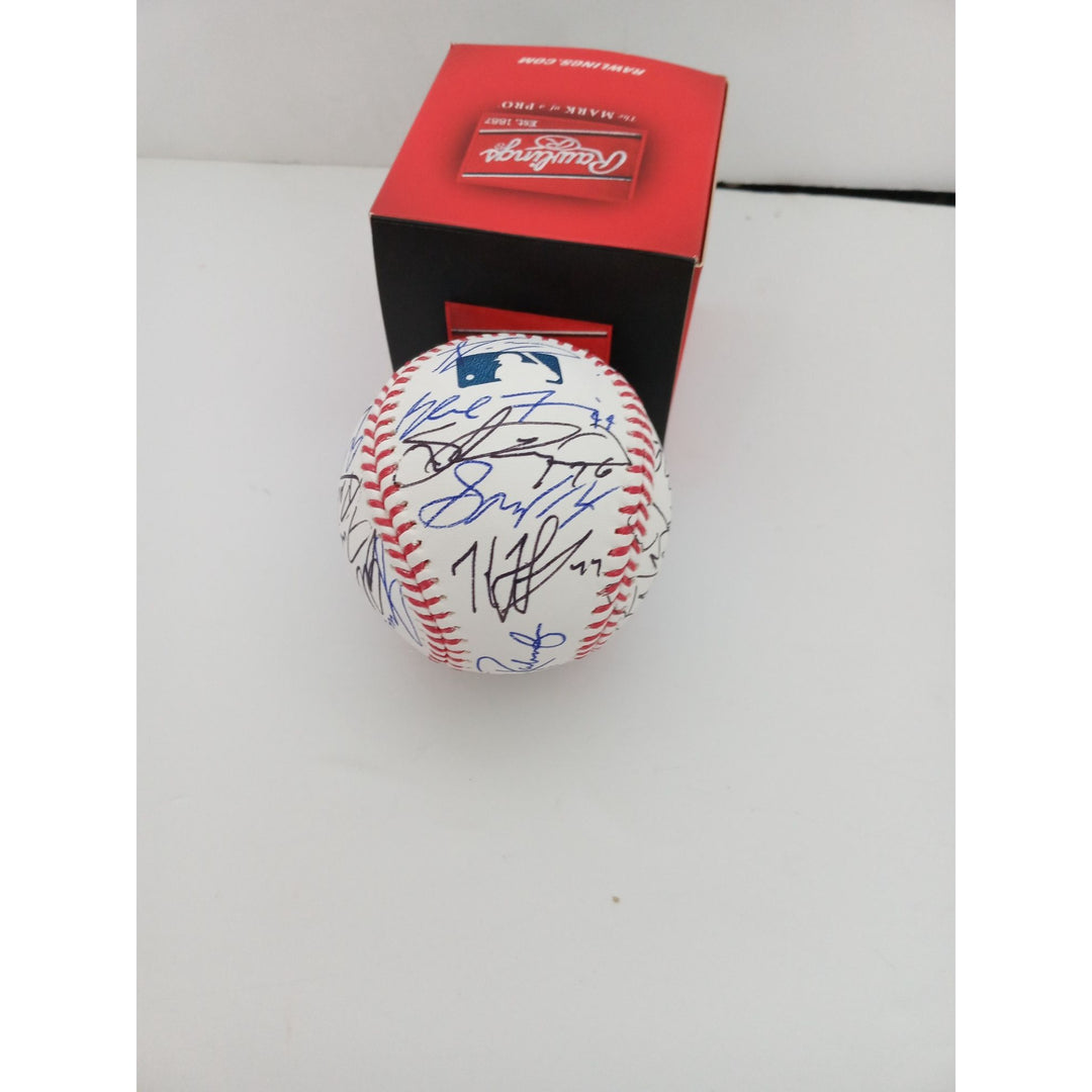 2020 World Series champion Los Angeles Dodgers team signed MLB Rawlings framed baseball with proof