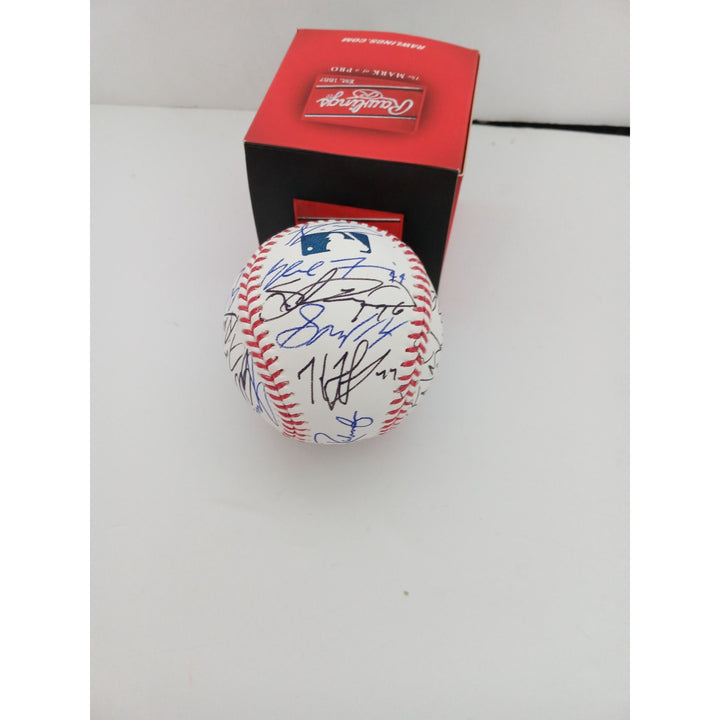 2020 World Series champion Los Angeles Dodgers team signed MLB Rawlings framed baseball with proof