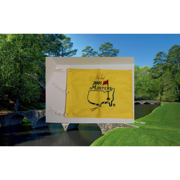 Raymond Floyd Masters flag signed with Ernie Els