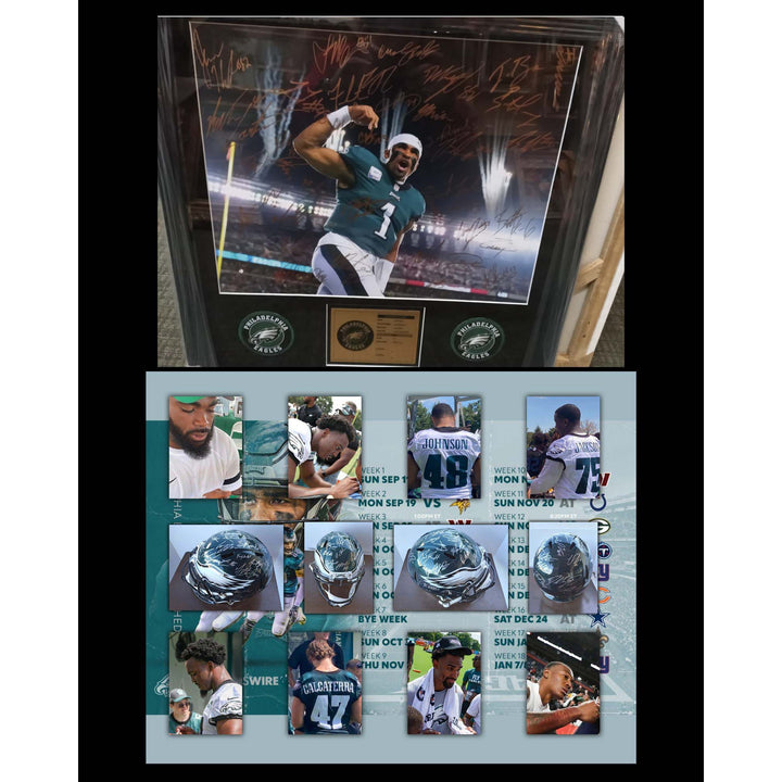 Jalen Hurts 2022 Philadelphia Eagles team signed 16x20 photo framed signed with proof