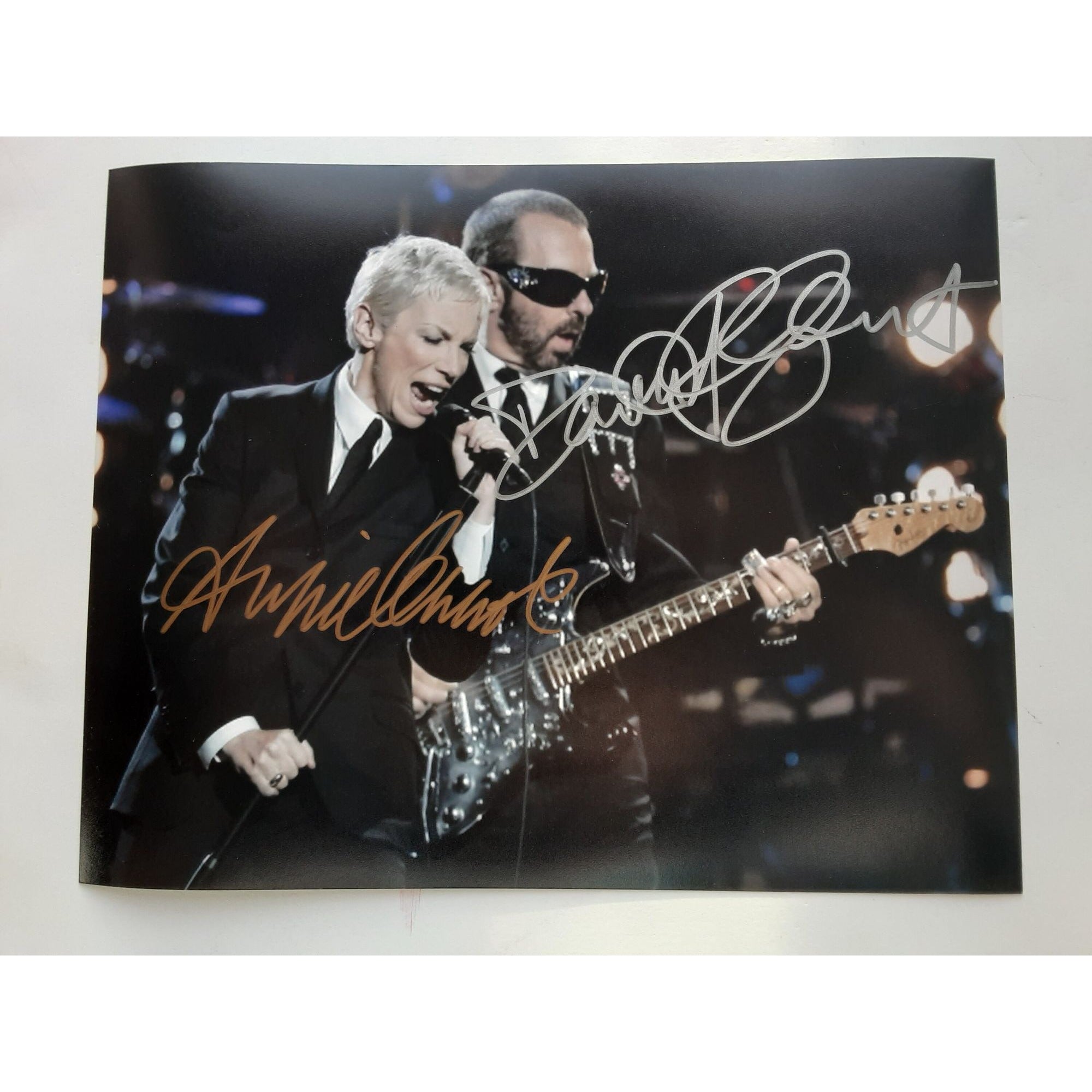 Annie Lennox and Dave Stewart Eurythmics 8 by 10 signed photo with proof