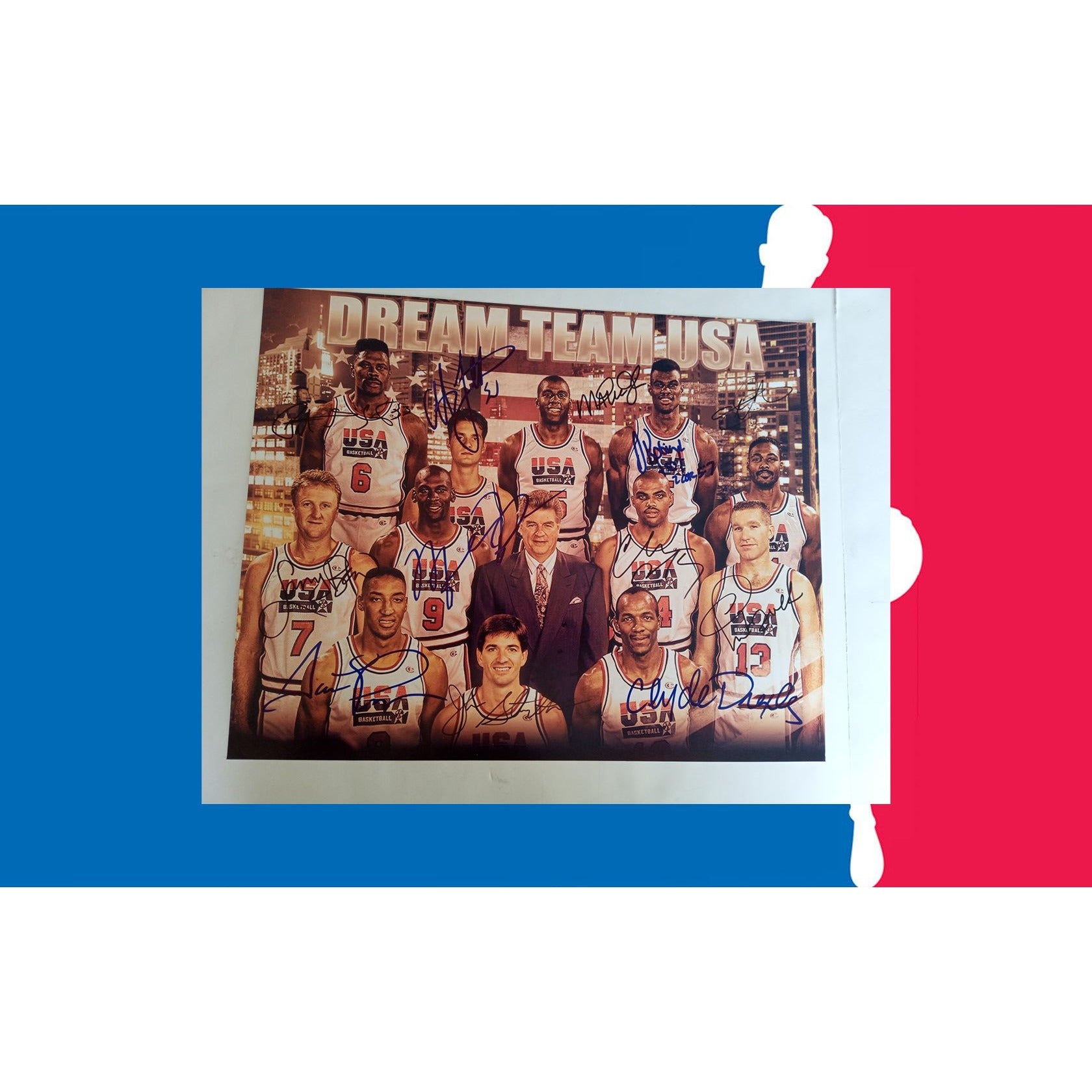 Larry Bird Magic Johnson Michael Jordan 1992 USA Dream Team 16 x 20 photo signed with proof