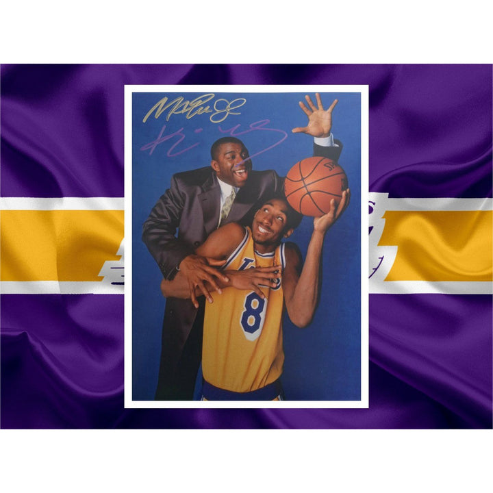 Kobe Bryant and Magic Johnson 8x 10 photo signed with proof - Awesome Artifacts 