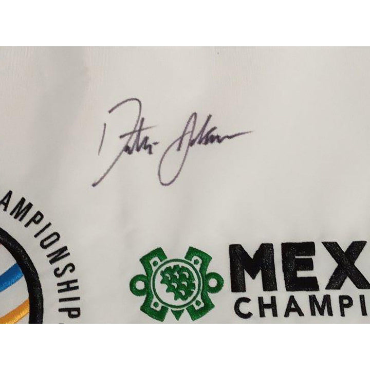 Dustin Johnson World Golf Championship pin flag signed with proof