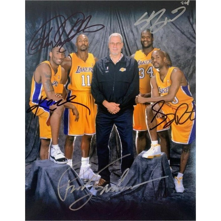 Kobe Bryant, Karl Malone, Gary Payto,n Phil Jackson, Shaquille O'Neal 16 x 20 photo signed with proof