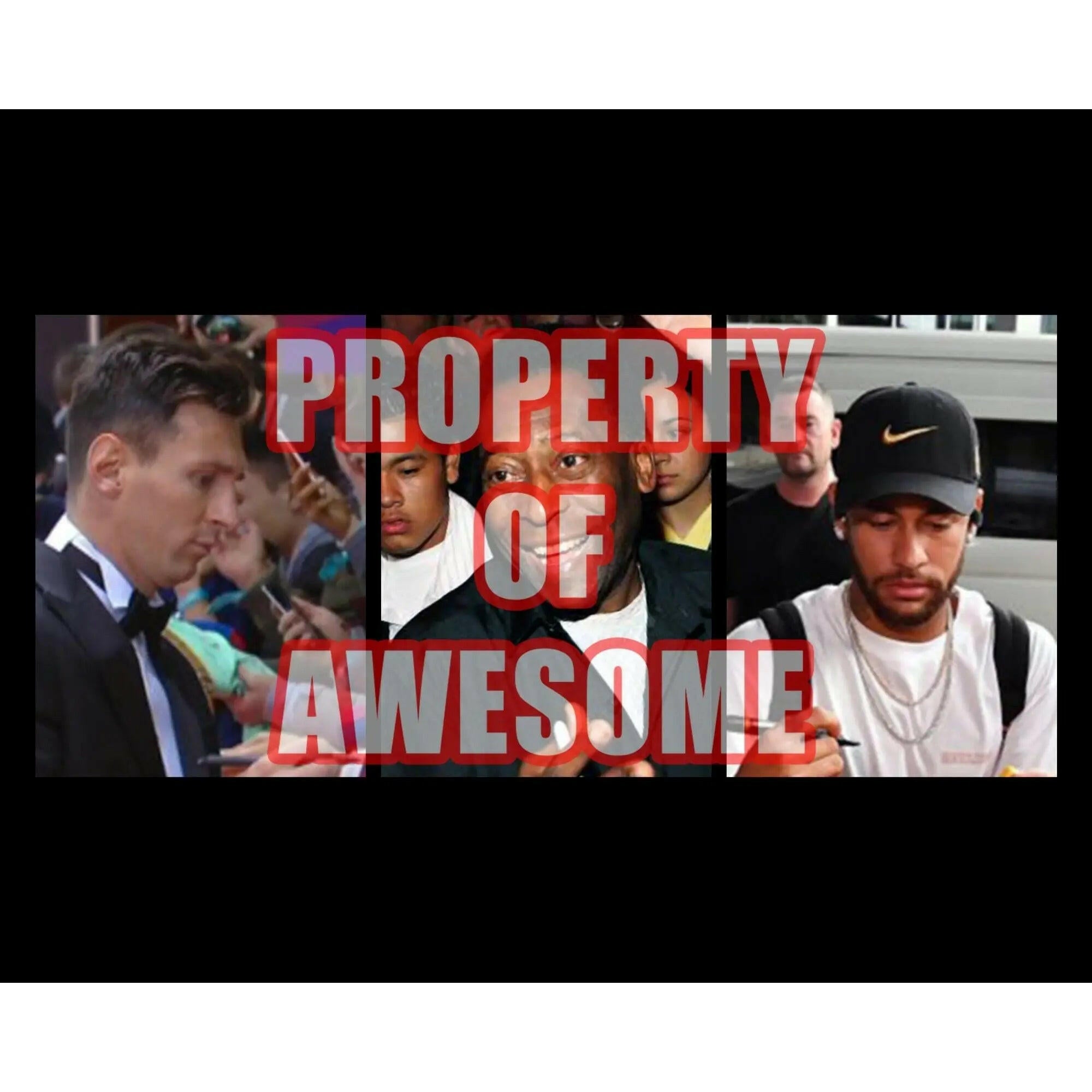 Leo Messi, Pele and Neymar 8 by 10 signed photo signed with proof