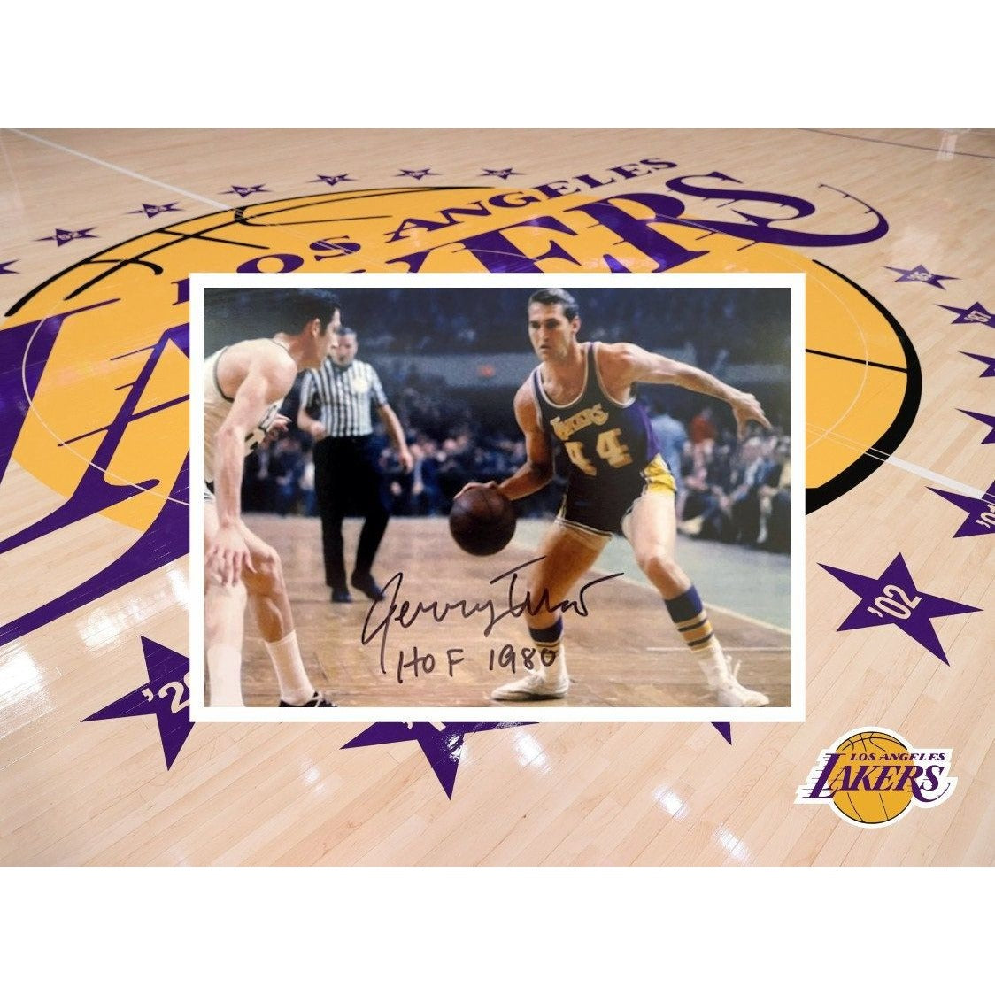 Jerry West Los Angeles Lakers 5 x 7 photo signed with proof
