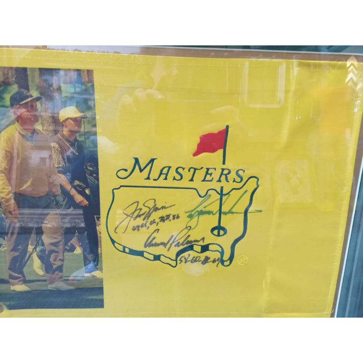 Tiger Woods Jack Nicklaus Arnold Palmer One of a Kind Masters flag signed with proof