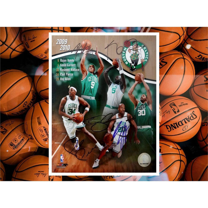 Ray Allen Kevin Garnett Paul Pierce Rasheed Wallace Rajon Rondo 8 x 10 photo signed