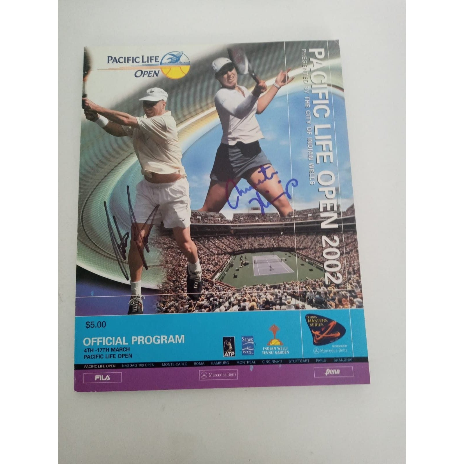 Martina Hingis and Andre Agassi signed program with proof