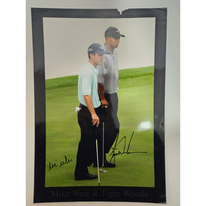 Tiger Woods Mike Weir 11x17 photo signed