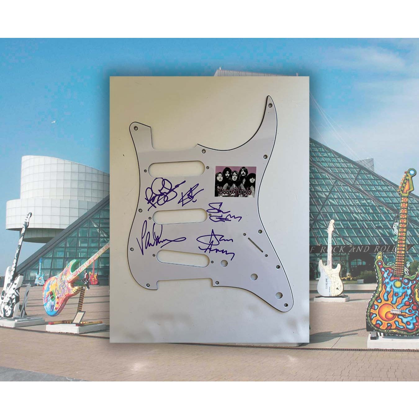 Ritchie Blackmore Deep Purple electric guitar pickguard signed