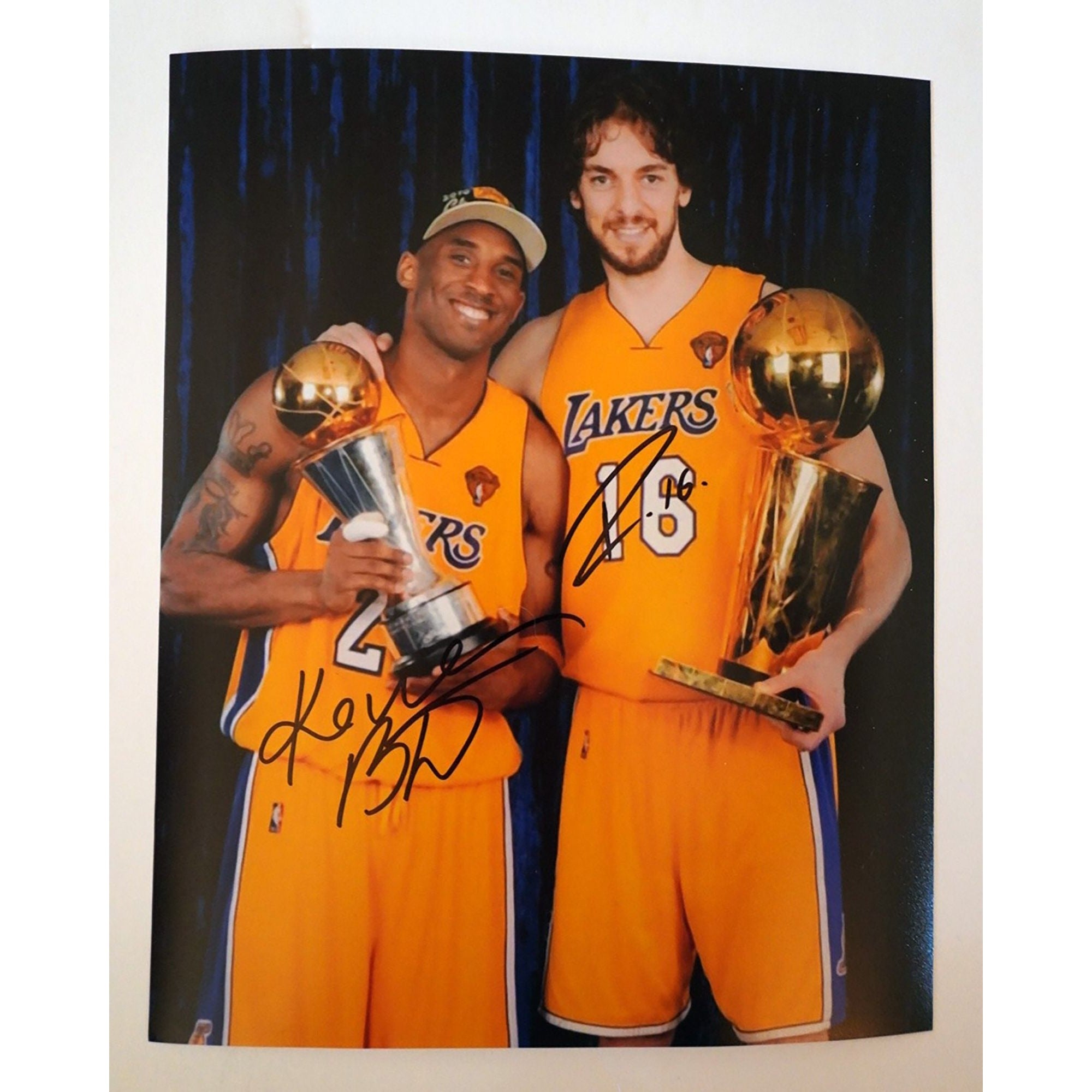 Kobe Bryant and Pau Gasol 8 by 10 signed photo with proof