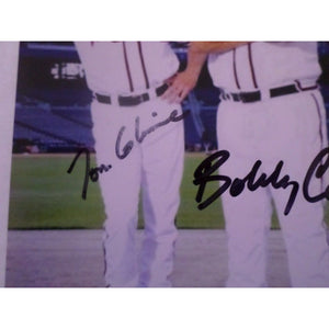 Tom glavine Bobby Cox and Greg Maddux 8 by 10 signed photo