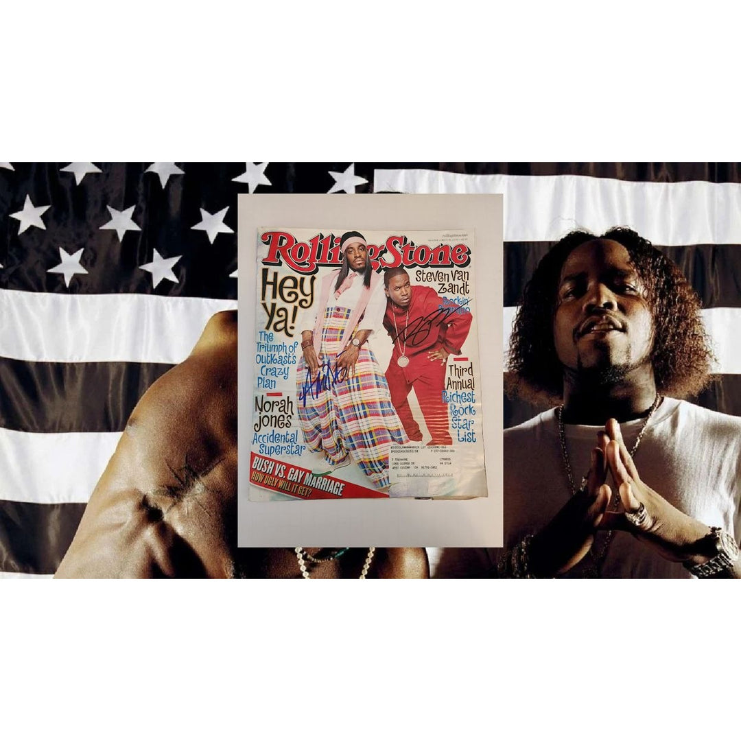 Andre 3000 and Big Boi Outkast Andre Benjamin and Antwan Patton signed Rolling Stone Magazine