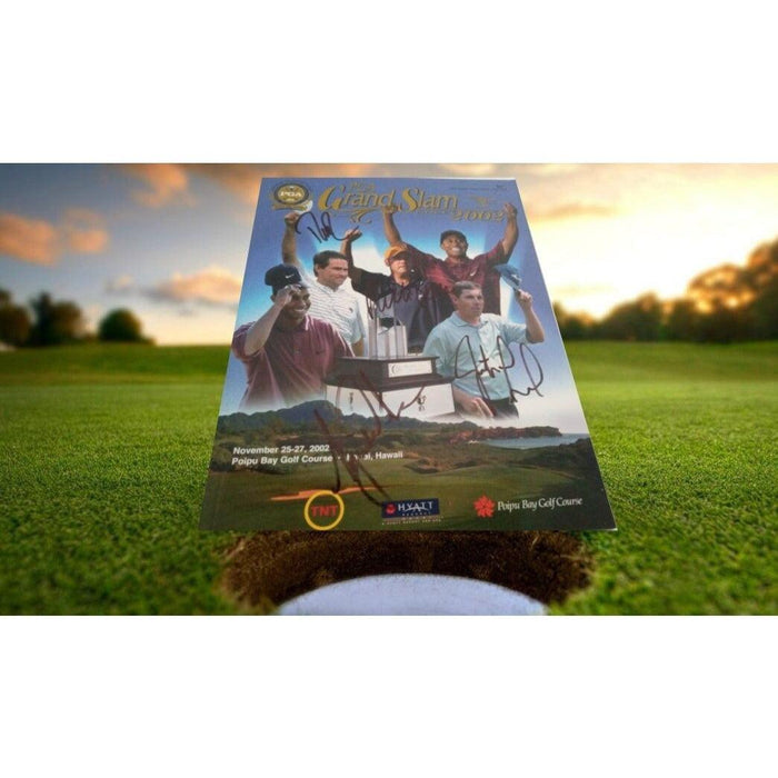 Tiger Woods Davis Love Justin Leonard signed program with proof