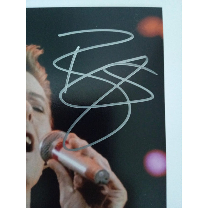 Annie Lennox and David Bowie 8 by 10 signed photo with proof