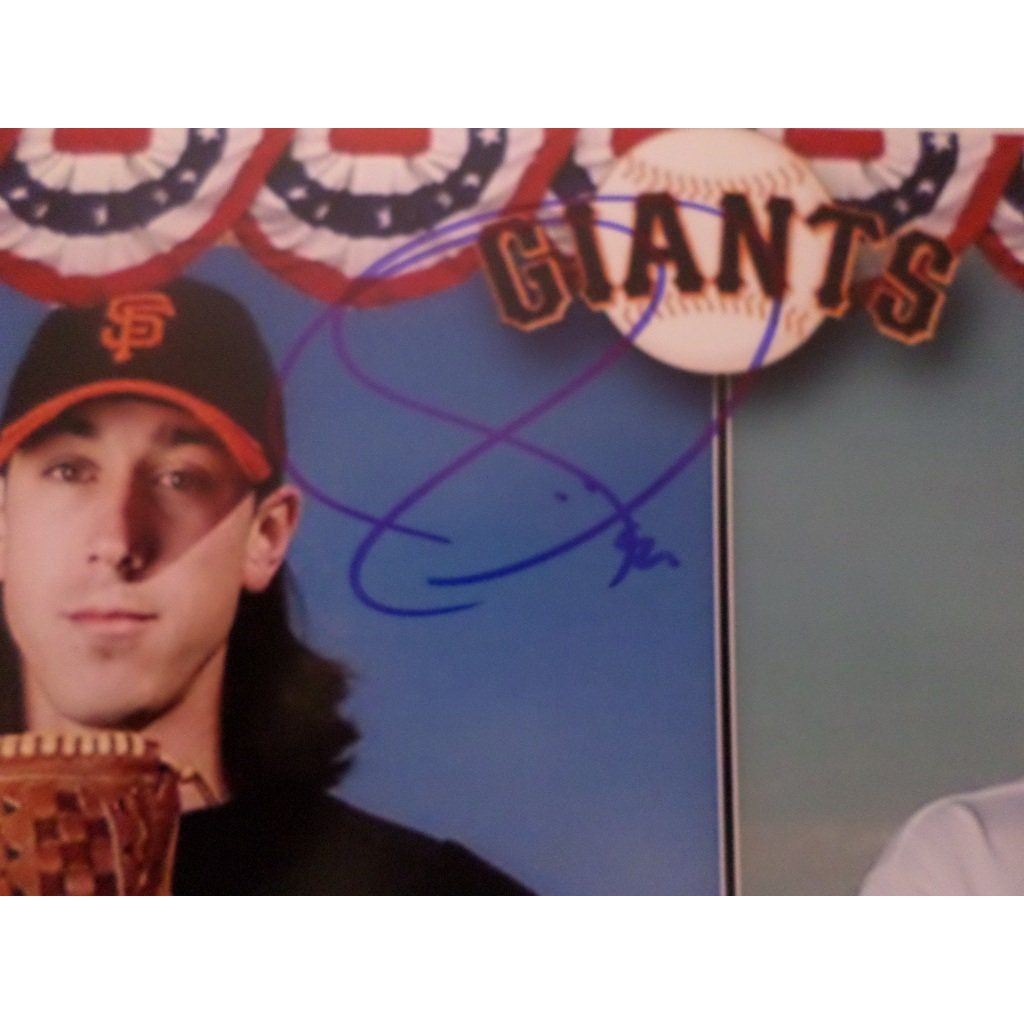 Clayton Kershaw and Tim Lincecum 8 by 10 signed photo