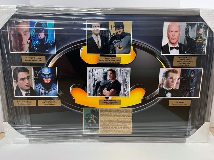 Batman Adam West, Michael Keaton, Christian Bale, Robert Pattinson, George Clooney, Ben Affleck 5x7 photos framed and signed with proof