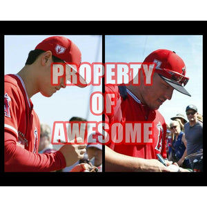 Shohei Ohtani Mike Trout MLB baseball signed with proof
