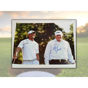 Phil Mickelson and Tiger Woods 16 x 20 photo signed with proof
