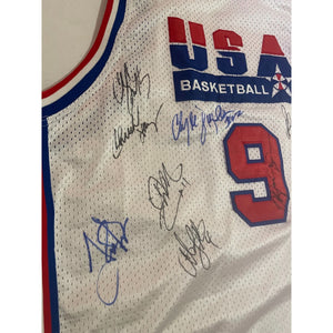 1992 USA Basketball the Dream Team signed jersey Michael Jordan, Scottie Pippen, Karl Malone, Chuck Daly, Magic Johnson signed  with proof