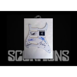 The Scorpions Klaus Meine, Rudolf Schenker, Jabs James, Kottack Maciwoda guitar pickguard signed with proof