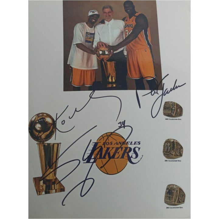 Shaquille O'Neal Phil Jackson Kobe Bryant Los Angeles Lakers 8 x 10 photo signed with proof - Awesome Artifacts 