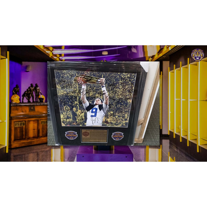 Joe Burrow LSU Tigers national champions 16x20 photo team signed and framed