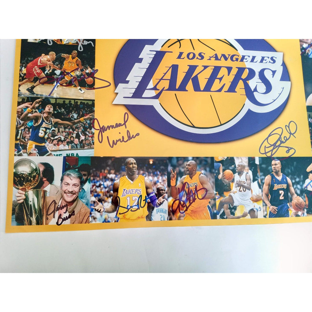 Los Angeles Lakers Kobe Bryant, Jerry West, Elgin Baylor, Shaquille O'Neal Magic Johnson 16 x 20 signed with proof - Awesome Artifacts 