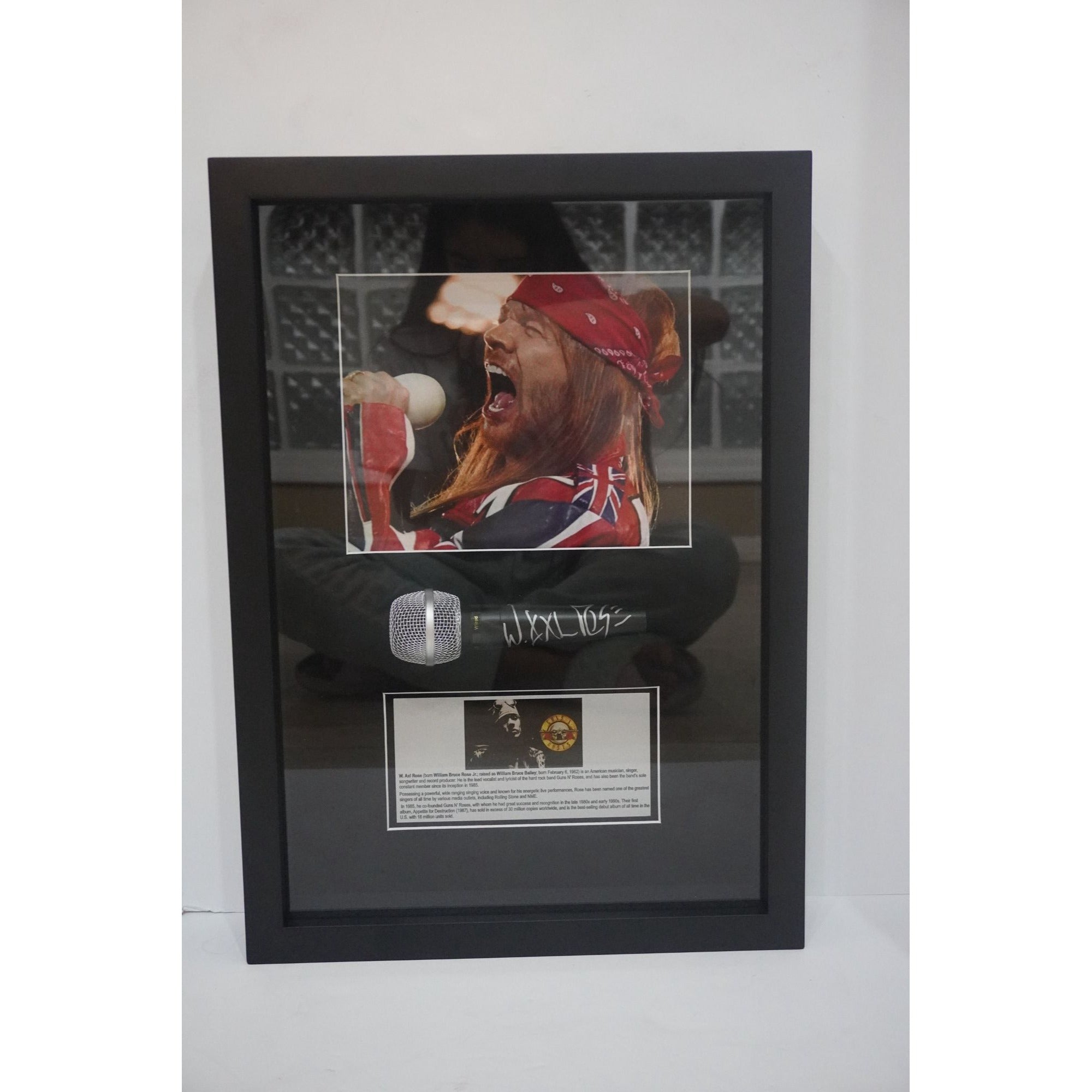 W. Axel Rose signed and framed microphone with proof