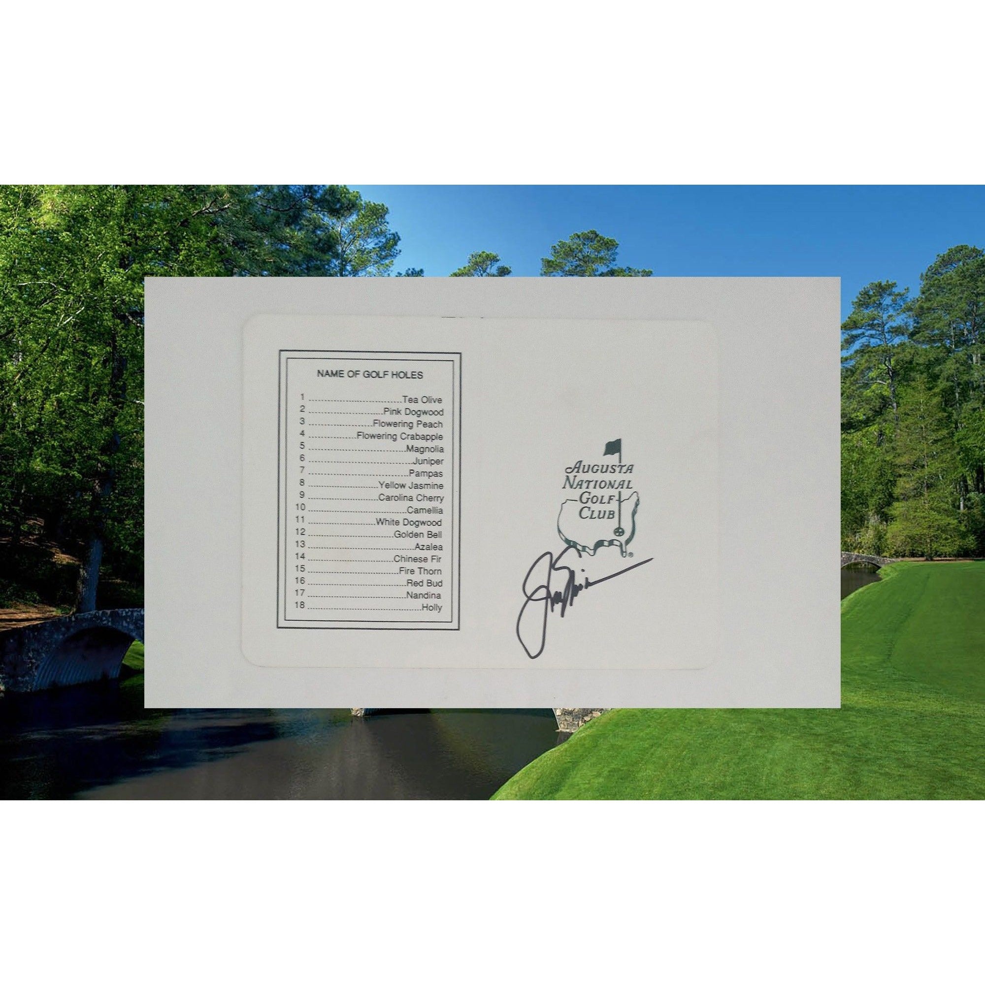 Jack Nicklaus Masters scorecard signed with proof