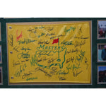 Load image into Gallery viewer, Tiger Woods, Jack Nicklaus, Sam Snead framed Masters champion signed golf flag with proof

