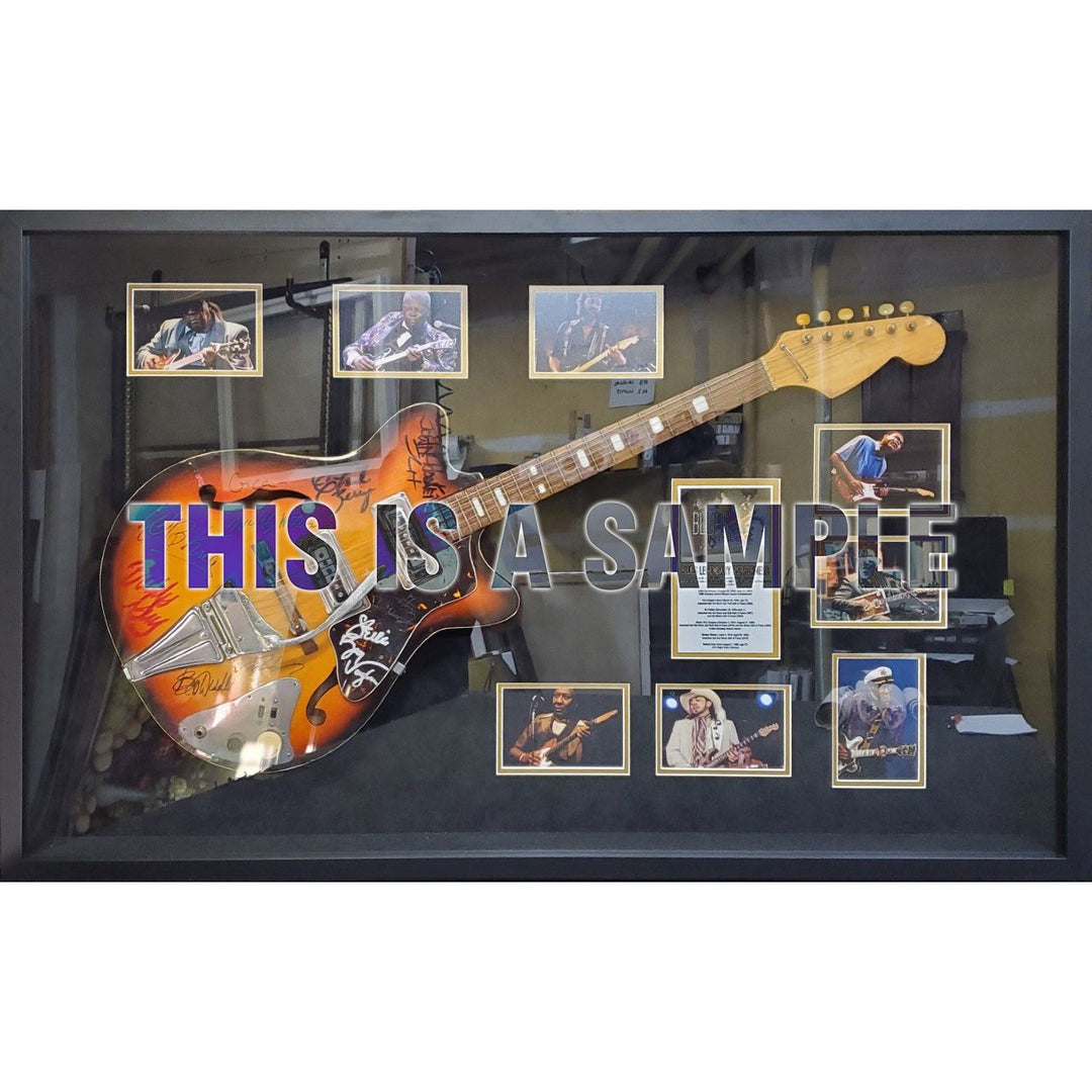 Phil Collins, Peter Gabriel, Tony Banks, Mike Rutherford Genesis full size guitar signed with proof - Awesome Artifacts 