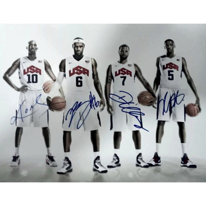 Kobe Bryant LeBron James Deron Williams Kevin Durant 11 by 14 USA photo signed with proof - Awesome Artifacts 