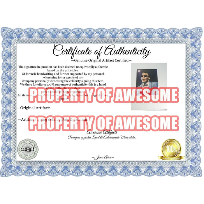 Certificate of Authenticity for Jamie Foxx Ray 8 x 10 signed photo with proof