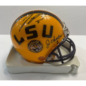 LSU Joe Burrow Ja'Marr Chase mini helmet signed with proof with free case