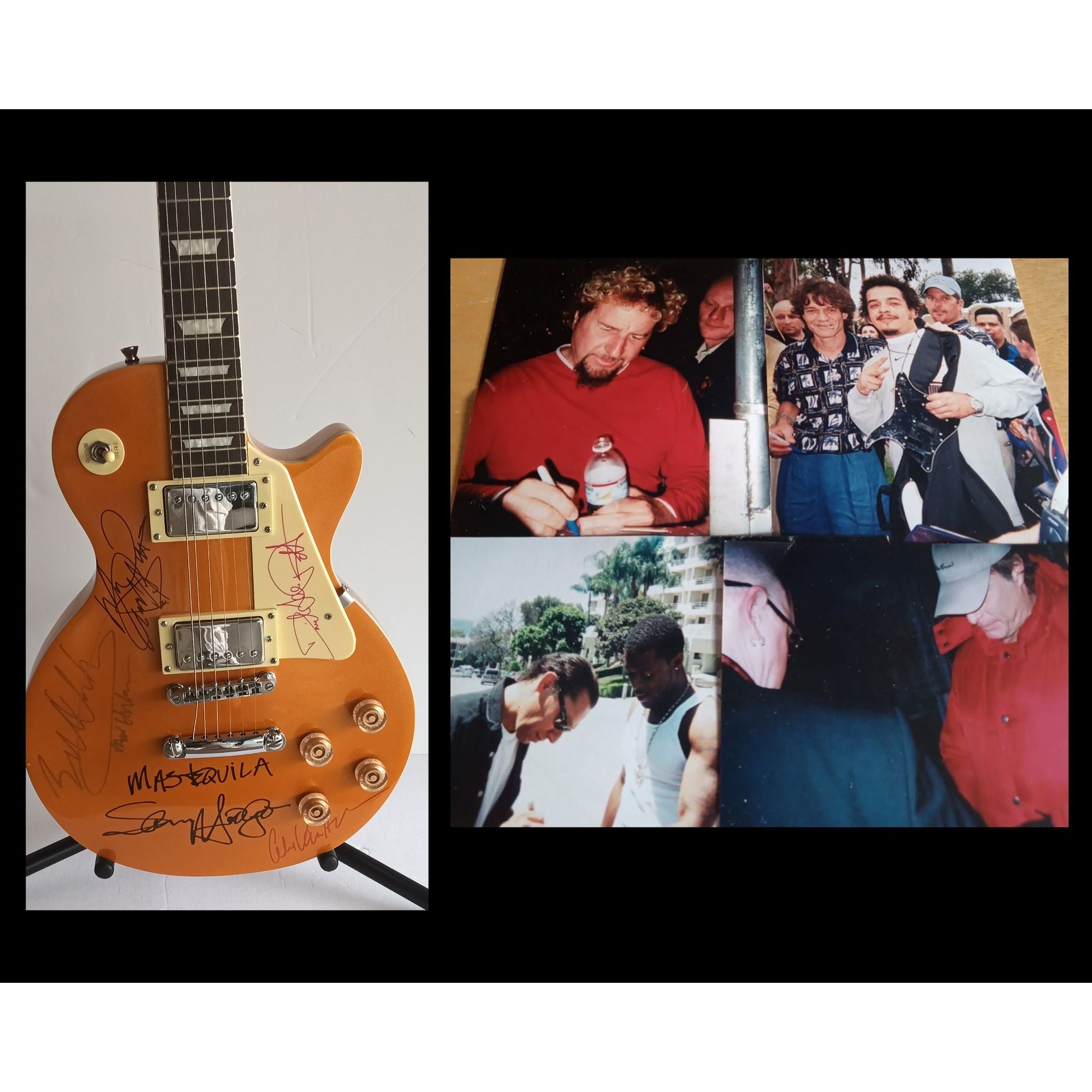 Eddie Van Halen David Lee Roth Sammy Hagar Gibson Les Paul Van Halen signed guitar with proof