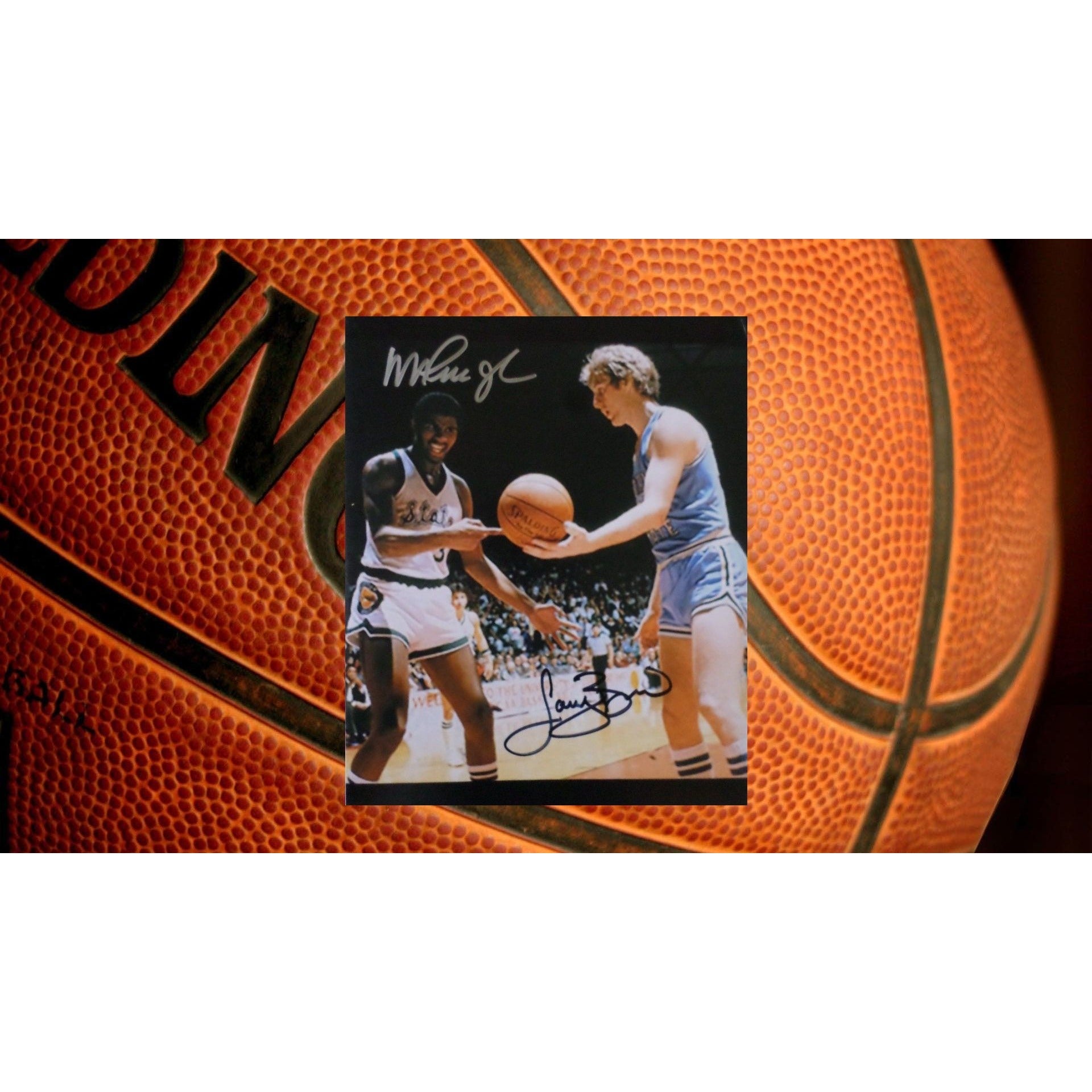 Larry Bird and Magic Johnson 8 x 10 signed photo