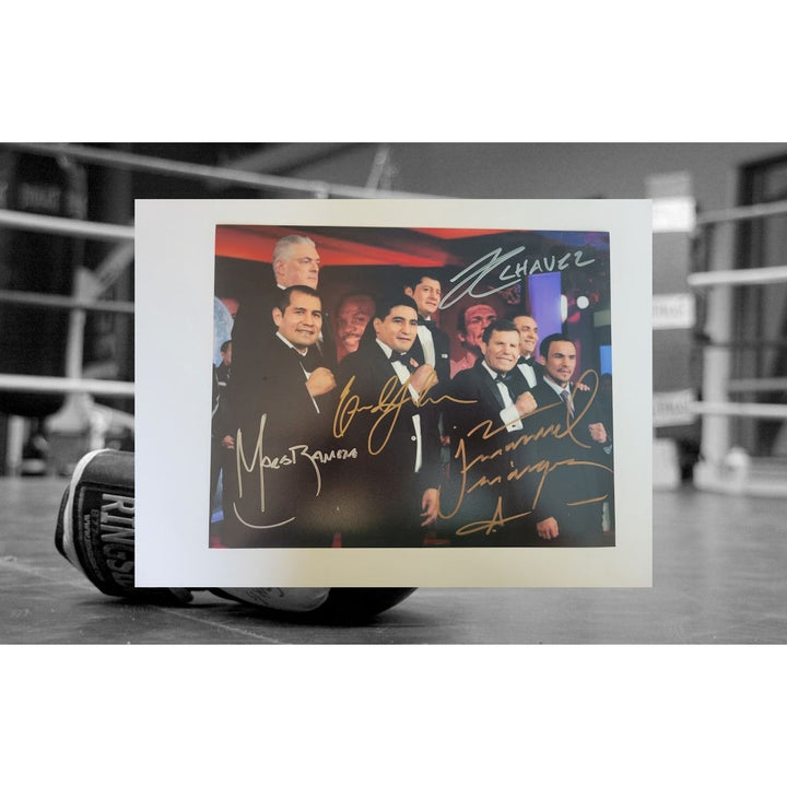 Juan Manuel Marquez Marco Antonio Barrera Erik Morales Julio Cesar Chavez 8 x 10 photo signed with proof