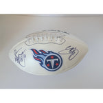 Load image into Gallery viewer, Tennessee Titans Steve McNair and Eddie George signed football with proof
