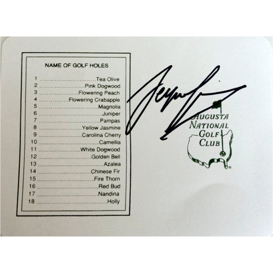 Sergio Garcia Masters scorecard signed with proof