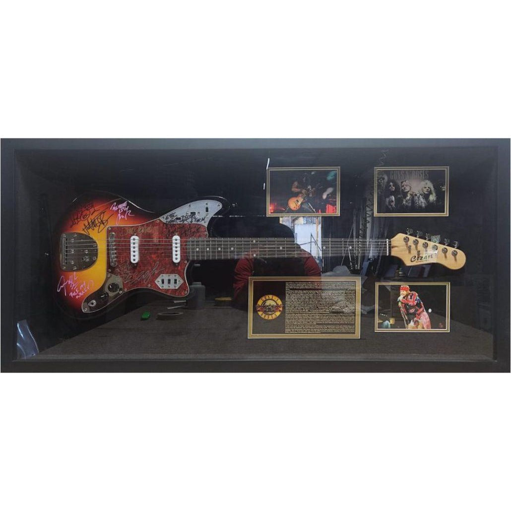 W. Axel Rose Slash Guns N Roses Band signed and framed guitar with proof..