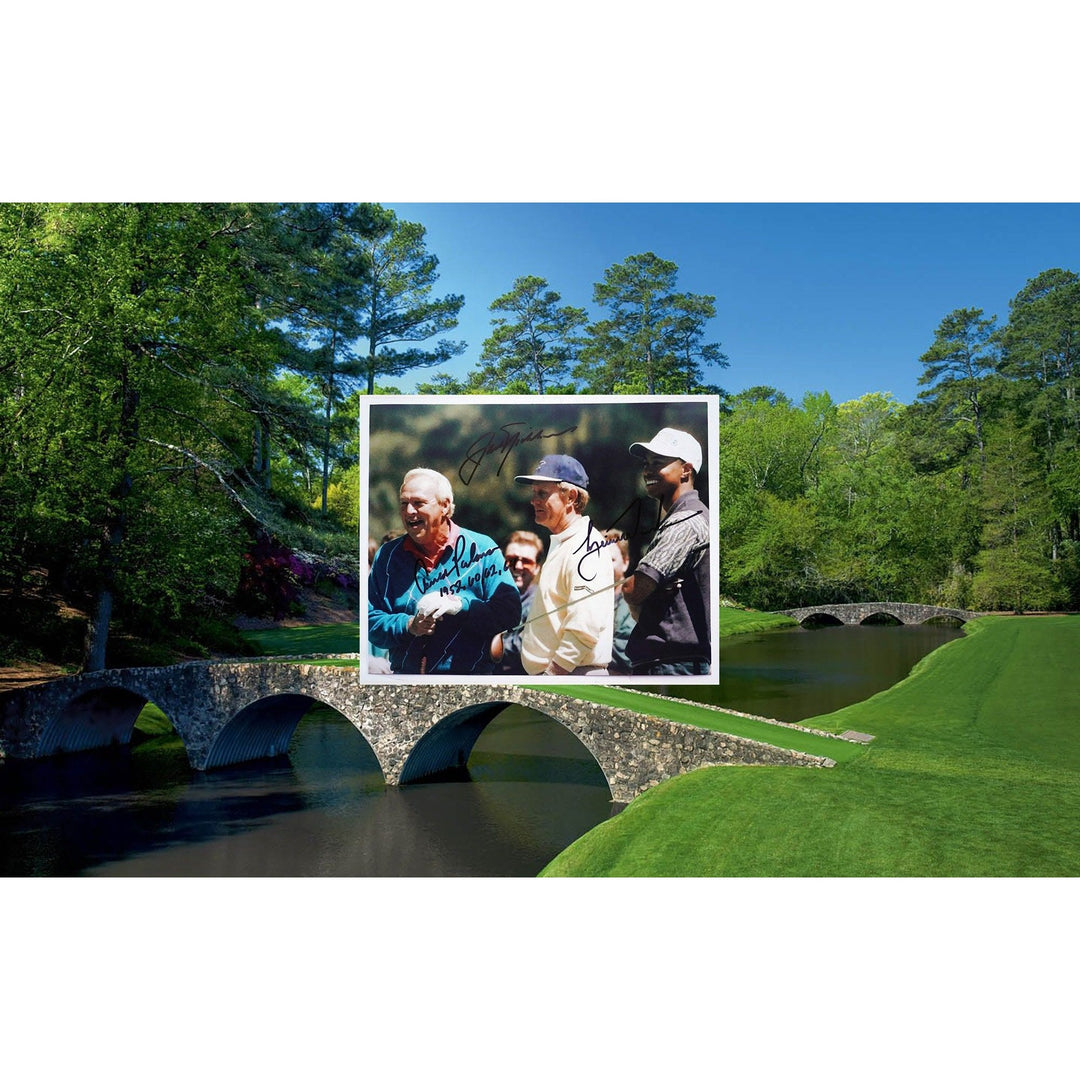 Tiger Woods, Jack Nicklaus and Arnold Palmer 8 x 10 signed photo with proof - Awesome Artifacts 