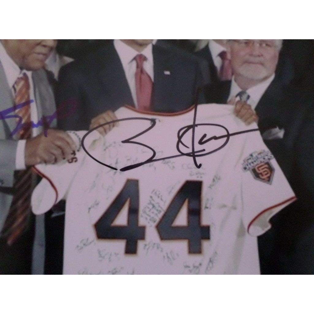 Barack Obama and Willie Mays 8 by 10 signed photo with proof