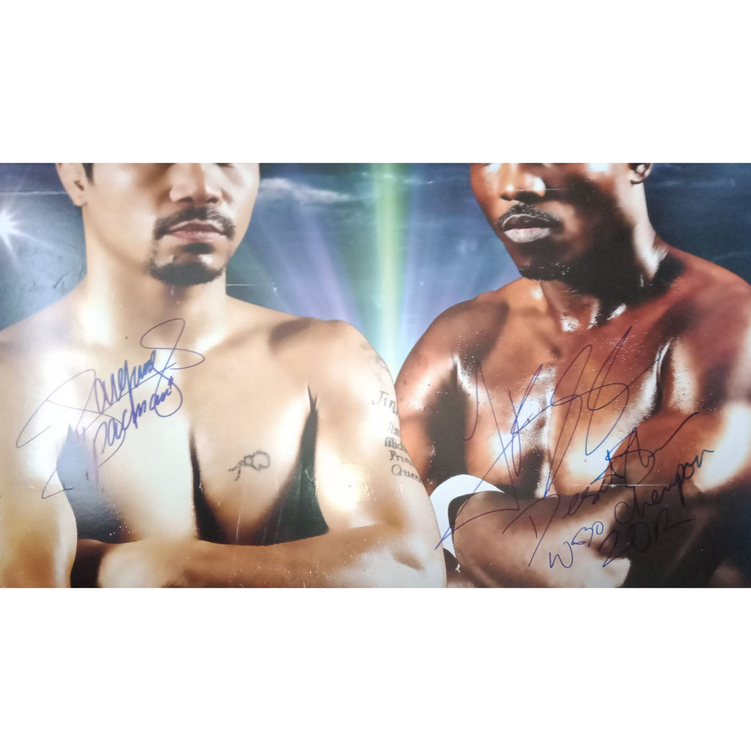 Manny Pacquiao Timothy Bradley original fight poster signed with proof - Awesome Artifacts 