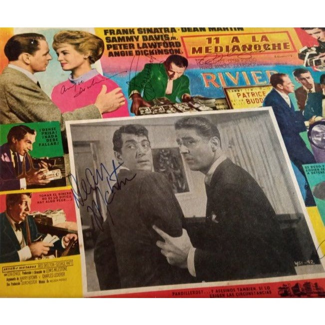 Sammy Davis jr. Frank Sinatra Dean Martin Peter Lawford and Angie Dickinson original lobby card signed - Awesome Artifacts 